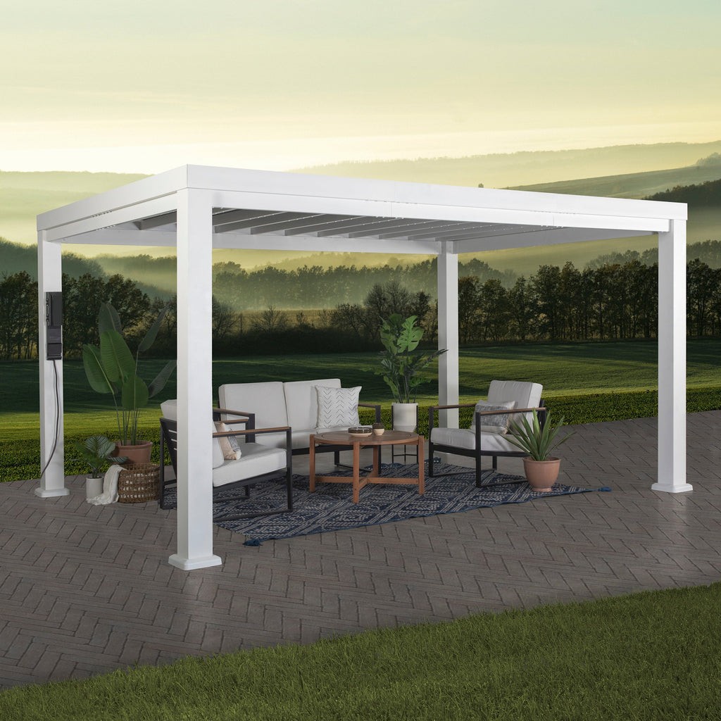 14x12 Windham Modern Steel Pergola With Sail Shade Soft Canopy