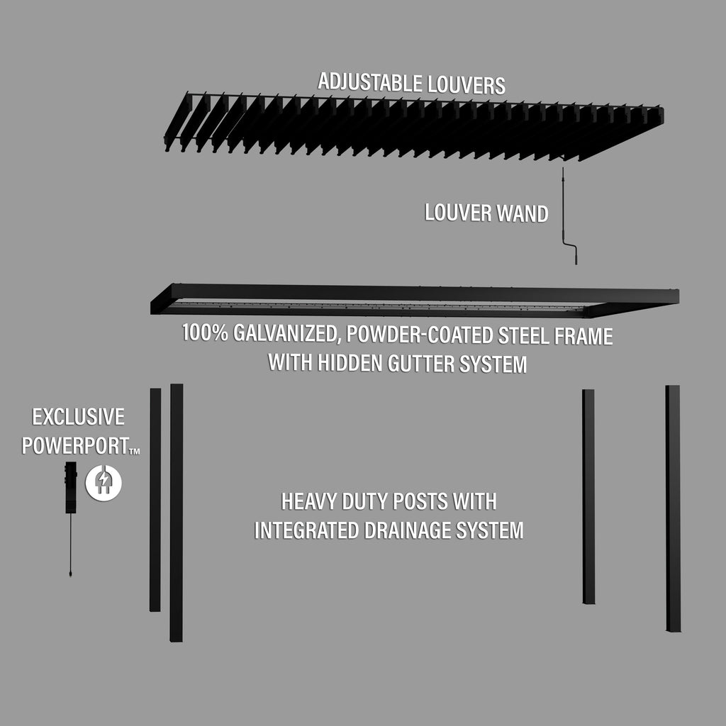 16x10 Sarasota Steel Louvered Pergola