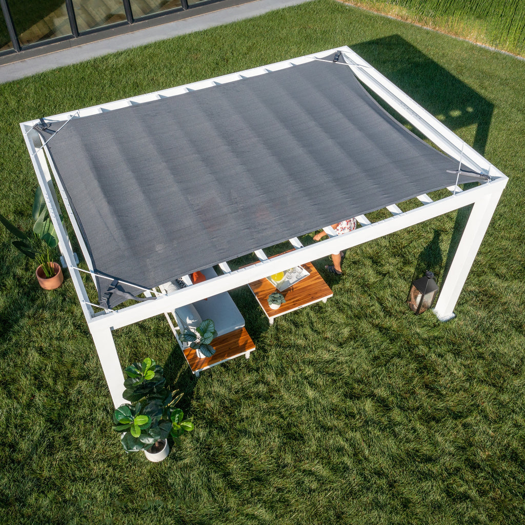 14x12 Windham Modern Steel Pergola With Sail Shade Soft Canopy