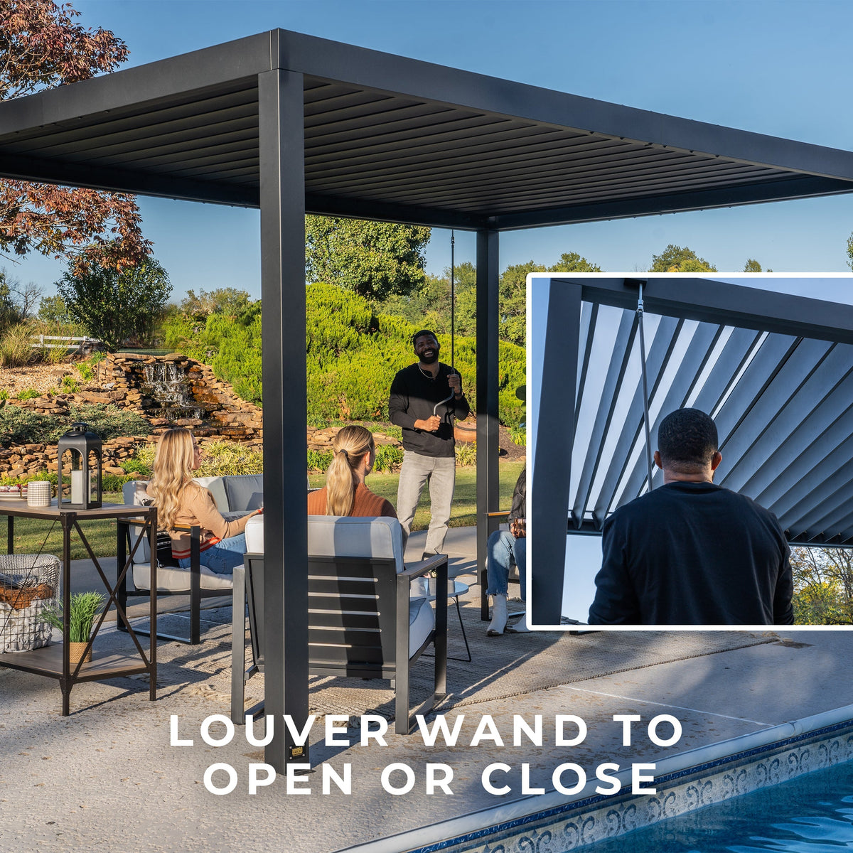 18x10 Sarasota Steel Louvered Pergola