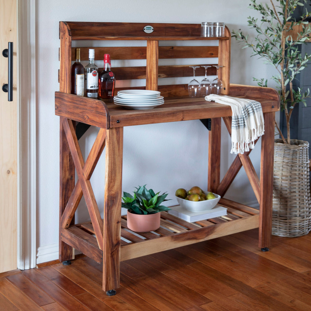 Potting Table/Bench/Serving Bar - Acacia Wood