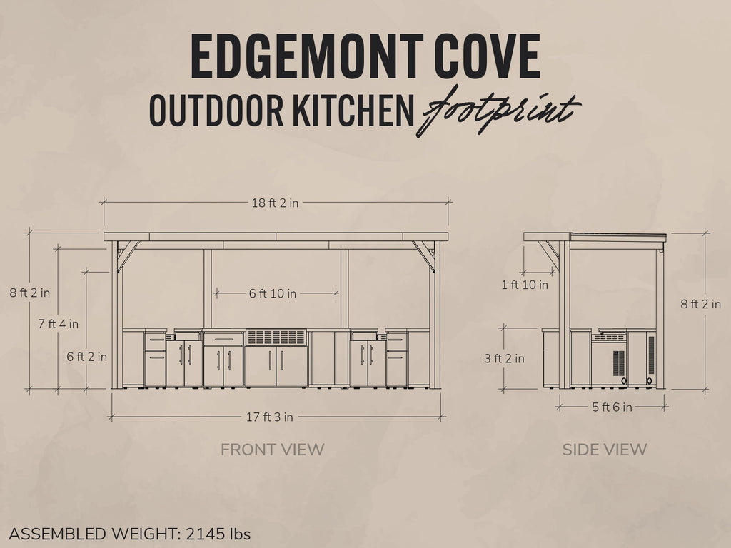 Edgemont Cove | Curved Outdoor Kitchen with Built-In Grill, Griddle & Pizza Oven