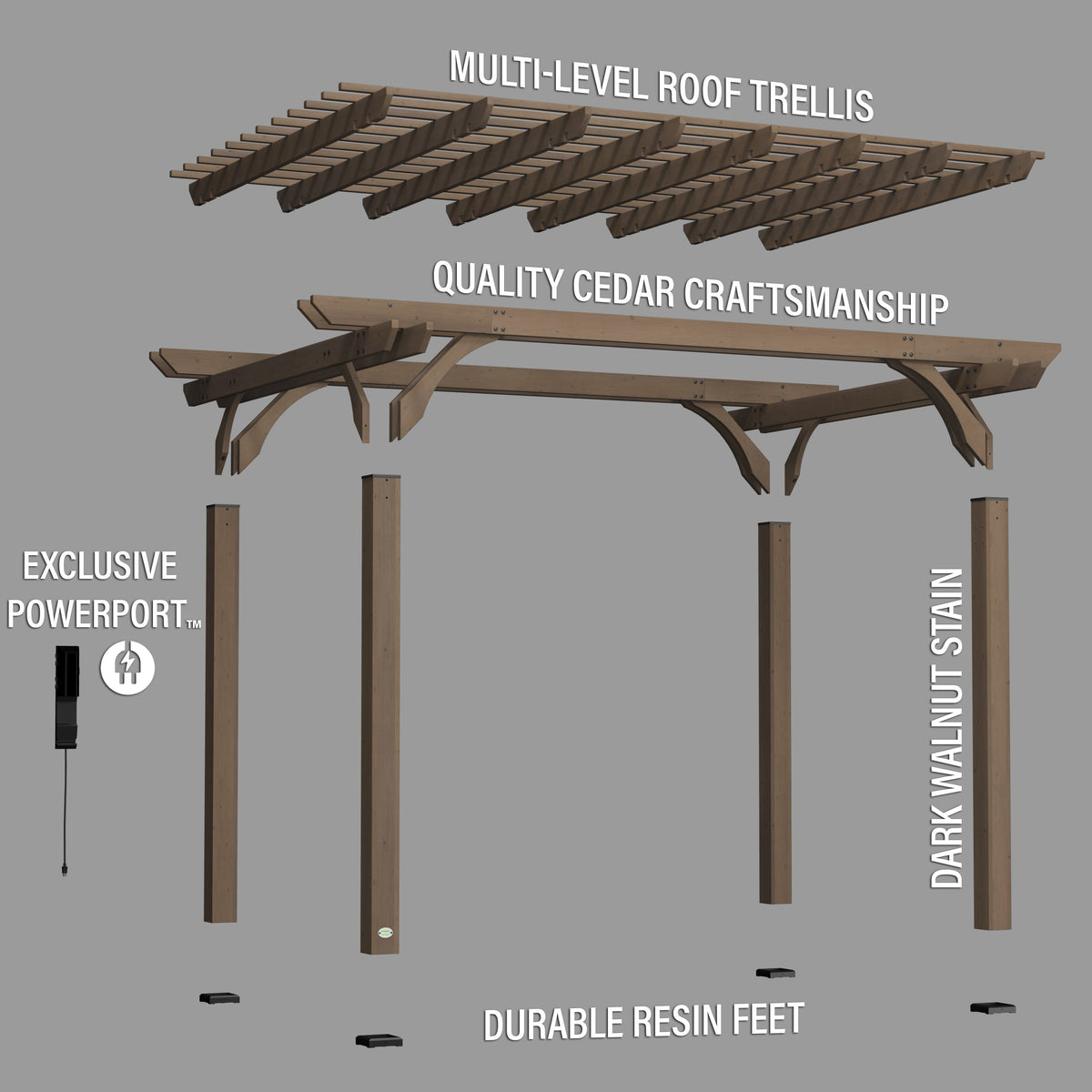 14x10 Somerville Pergola - Barnwood Stain