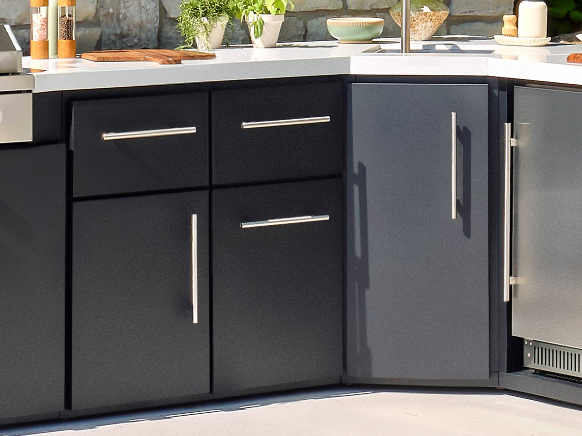 Emory | Corner Outdoor Kitchen Island with Built-In Grill & Pizza Oven