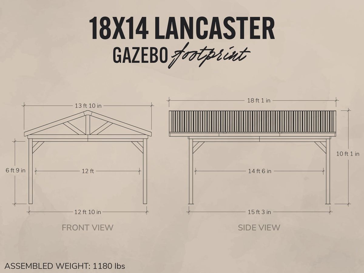 Lancaster | 18x14 Steel Gazebo with Gable Roof