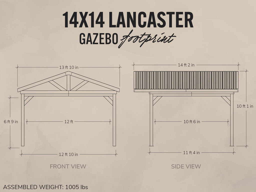 Lancaster | 14x14 Steel Gazebo with Gable Roof